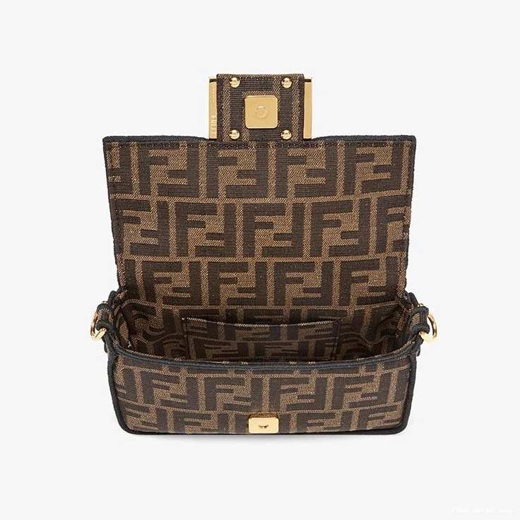 Cheap Fabric Mini Brown Motif In Baguette Fendi Bag FF 0805